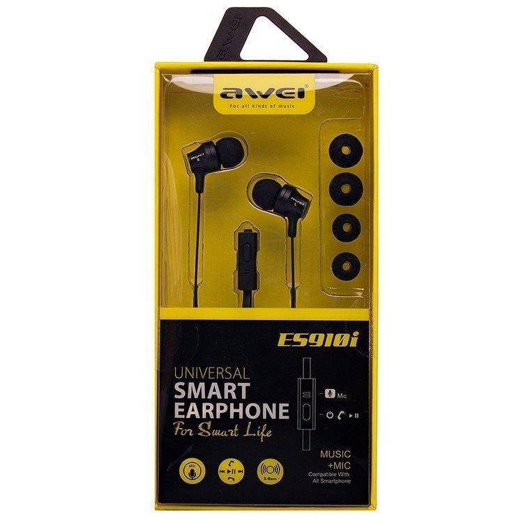 Проводные наушники AWEI ES-910i universalsmart earphones  чёрный 