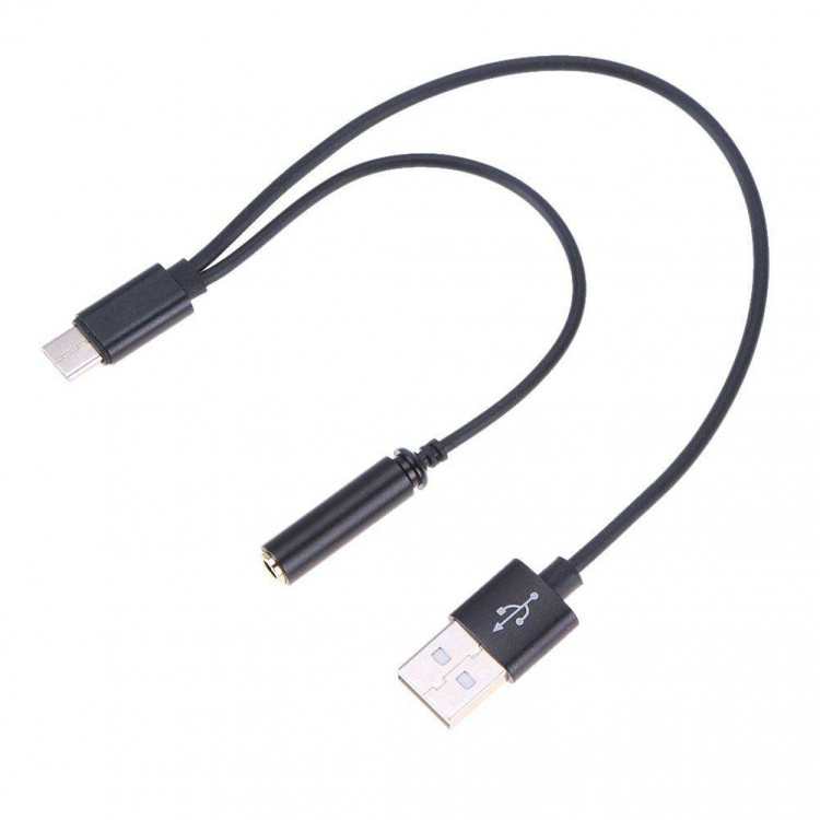 Переходник Type-c Jack 3.5 mm + USB для зарядки