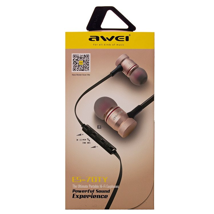 Проводные наушники AWEI ES-70TY ultimate portable hi-fi earphones золотой  