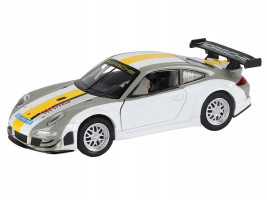 Машина "АВТОПАНОРАМА" Porsche 911 GT3 RSR, серебряный, 1/32, свет, звук, инерция, в/к 17,5*13,5*9см