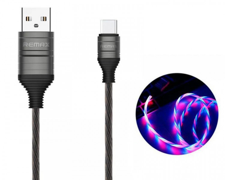 USB-кабель светящийся Remax RC-130a Luminous EL, черный