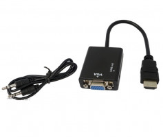 Переходник-адаптер HDMI to VGA+AUDIO, черный
