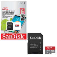 Карта памяти Sandisk MicroSD (80 MB/S) 16 GB