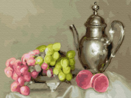 Картина по номерам 40х50 Бузин. Натюрморт с виноградом (28 цветов)