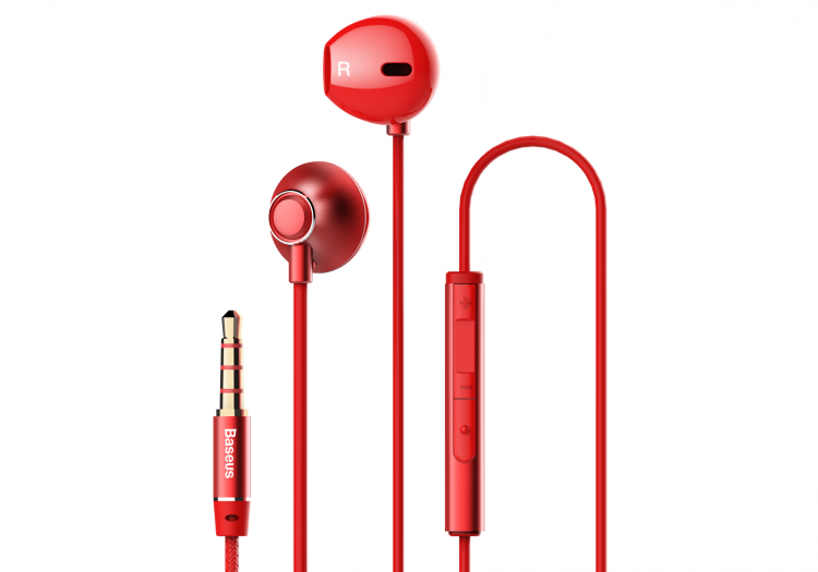 Проводные наушники Baseus Encok H06 (3.5mm) lateral in-ear, красный