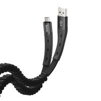 Дата-кабель эластичный Hoco U78 Cotton treasure Micro-USB, черный