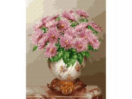 Картина по номерам 40х50 Бузин. Розовые астры (29 цветов)