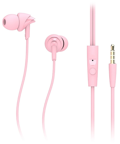 Наушники Rock Y1 Stereo Earphone с микрофоном розовый