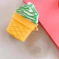 Силиконовый чехол для Airpods мороженое, бело-зеленый