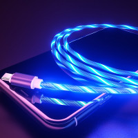 USB кабель светящийся Type-C, синий 