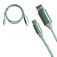 USB кабель светящийся Micro-usb, зеленый