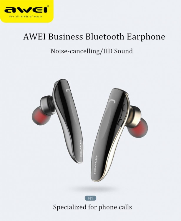Bluetooth гарнитура AWEI  N1 wireless smart headset  чёрный