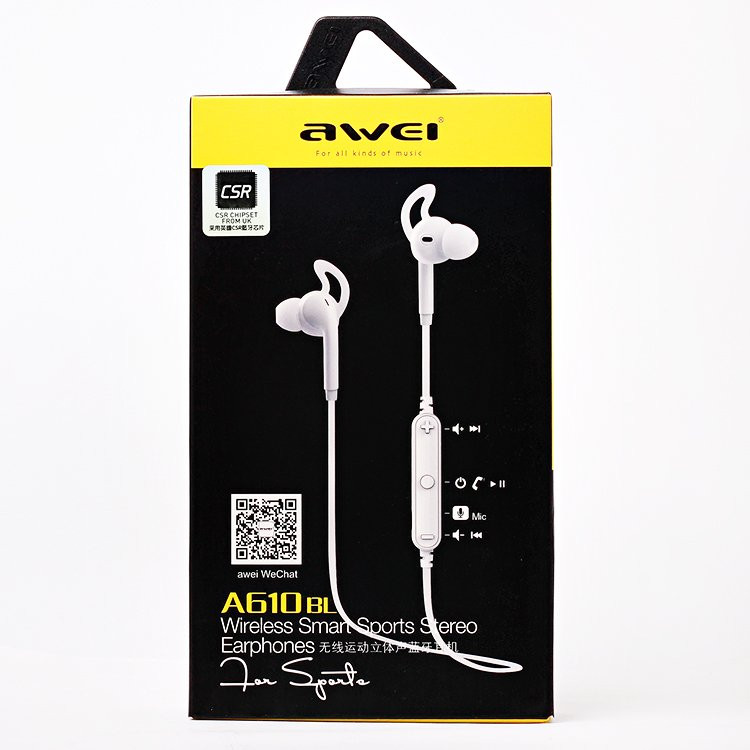 Bluetooth наушники AWEI A610BL wireless smart sport earphones  белый