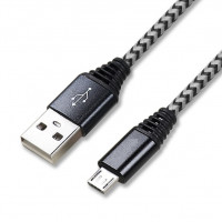 Дата-кабель Micro-USB тканевый, серый