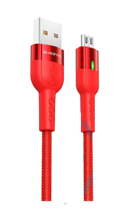 Дата-кабель Borofone BU17 Micro-usb с автоотключением красный