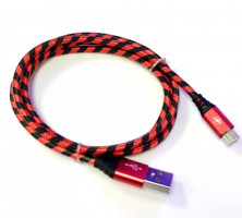 USB-кабель X07 Type-C тканевый 2м, красный
