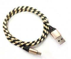USB-кабель X07 Type-C тканевый 2м, золотой