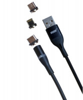 Магнитный кабель силиконовый MRM 3 в 1, черный