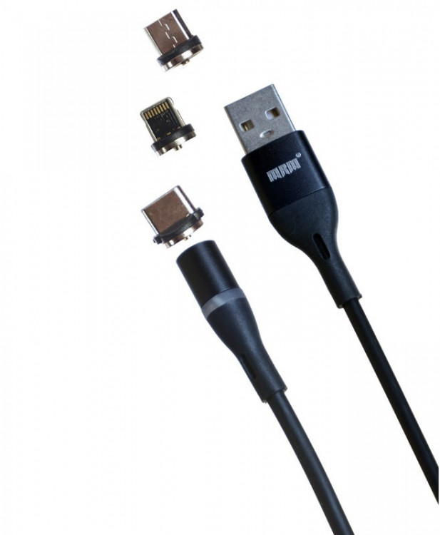 Магнитный кабель силиконовый MRM 3 в 1, черный