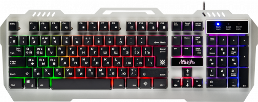 Клавиатура проводная игровая DEFENDER Metal Hunter GK-140L, USB (серо-черная, с подсветкой)