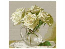 Картина по номерам 30х30 Бузин. Пять белых роз (20 цветов)