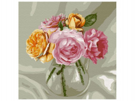 Картина по номерам 30х30 Бузин. Букет из роз (20 цветов)